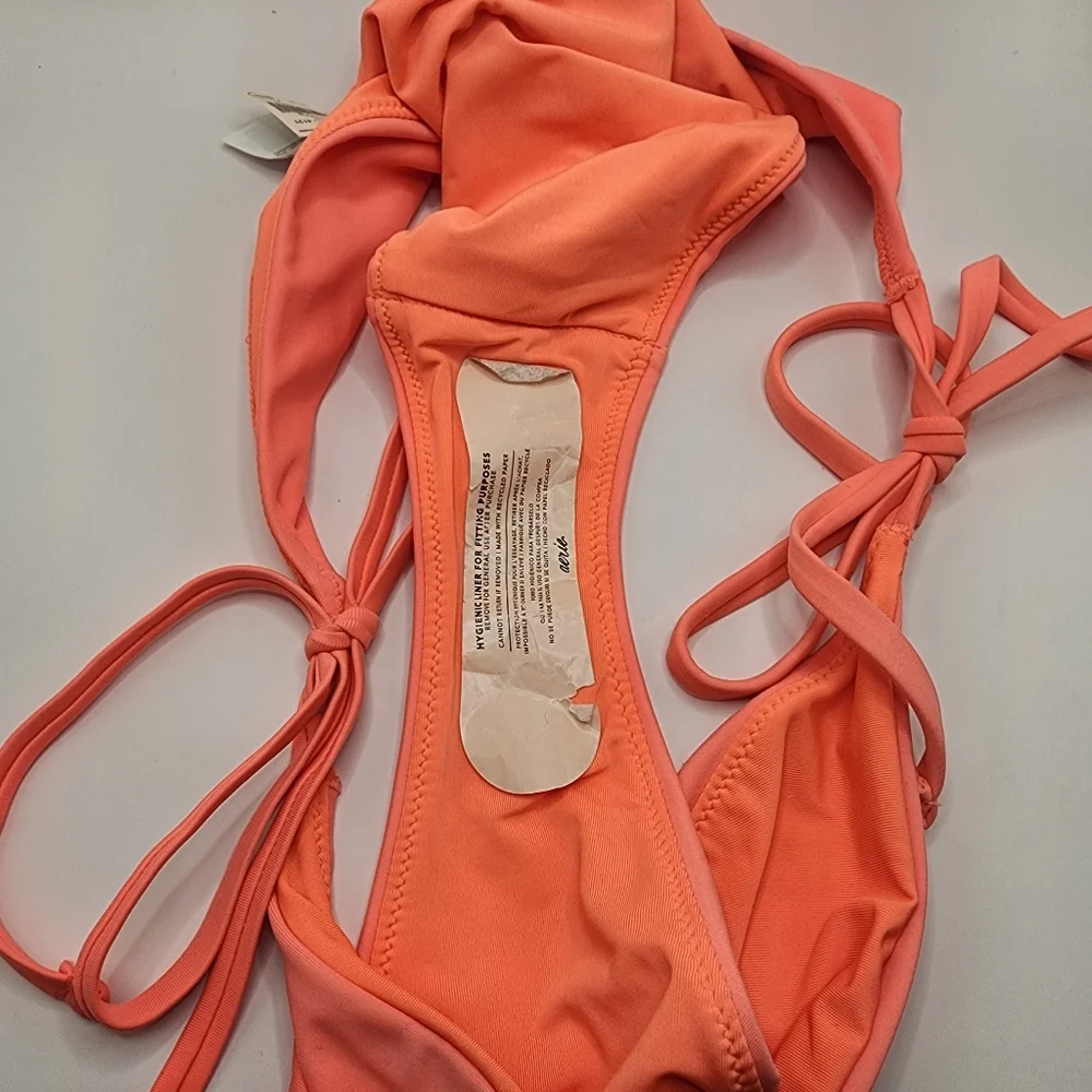 Aerie Neon‎ Orange Tie Waist Cheekiest Bikini Bottom Nwt Size XL